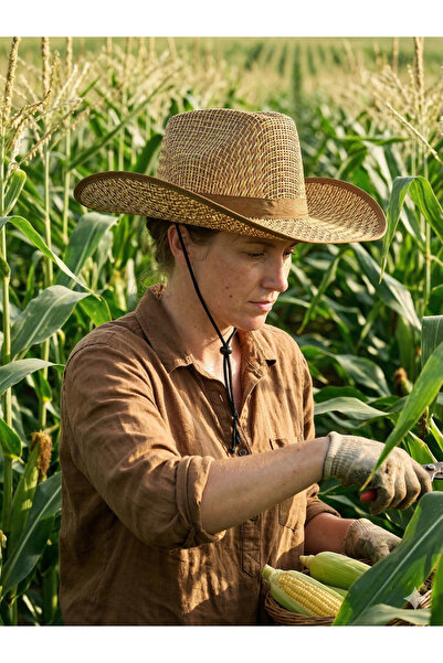 PIECE SIGNATURE قبعة شمسية من القش للرجال والنساء (55-59 سم)