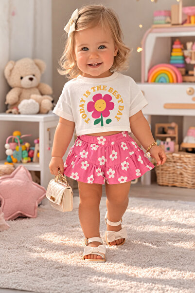 SANTRALBEBE Baby Girl Floral Set with Shorts