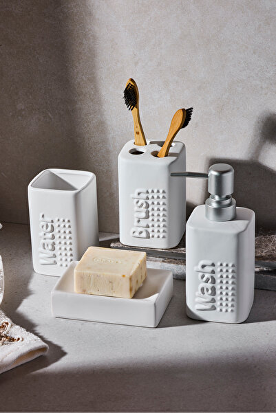 Perotti طقم حمام من WELL DROP مكون من 4 قطع من الخزف الحجري الأبيض