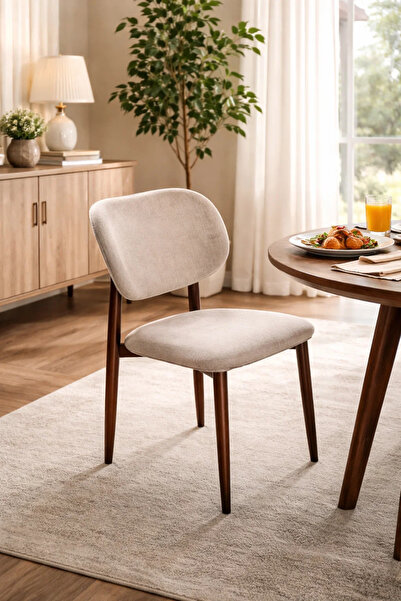 MARIA HOMES Stylish Yellow Dining Chair with Wooden Legs