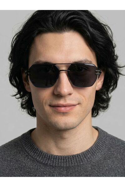 funeyes Edson Metal Black Frameless Men's Sunglasses Large Lightweight Items