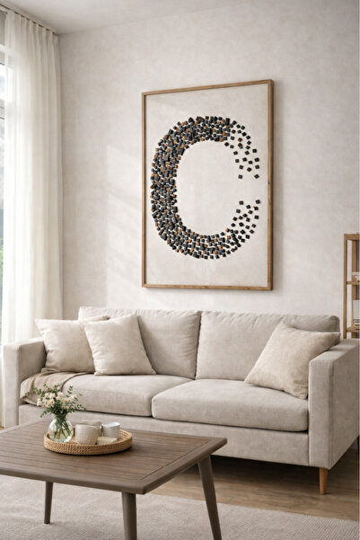 MARIA HOMES Abstract Wooden Mosaic Wall Art Decor 80x120cm Modern Decorative ...