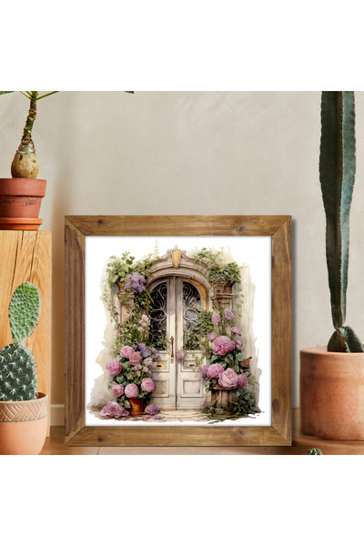 Tuba Decor Tablou pătrat cu ramă din lemn, uși colorate