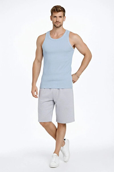 LUMİART Men's Corded Fabric Athlete Zero Neck Slim Fit Back Printed Sports Ta...