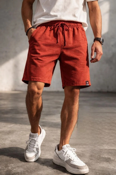 LUMİART Men's Otoban Woven Shorts with Elastic Waist, Laces, Pockets, Comfort...