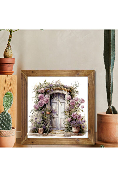 Tuba Decor Tablou pătrat cu ramă din lemn, uși colorate