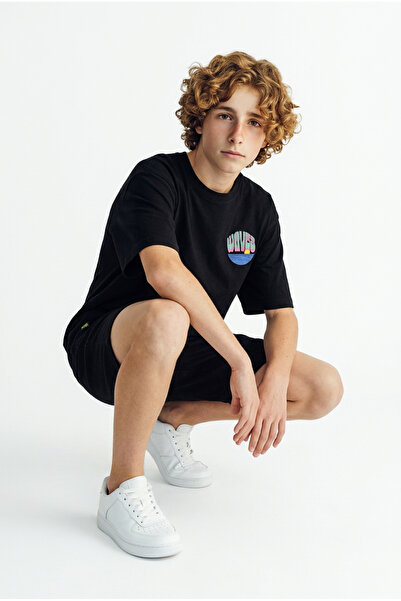 Dad&Children Unisex Waves Oversized T-Shirt Black