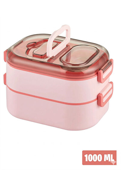 Masis Home 1000 ml Two Layers Three Compartments Stainless Steel Bento Lunch ...