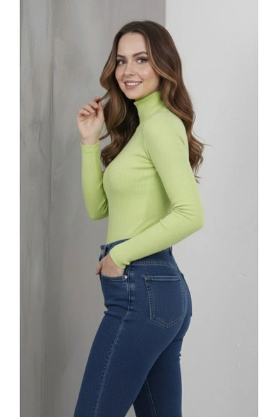 LUMİART Women's Full Throated Corded Fabric Lycra Ribbed Knit Badi Thin Long ...