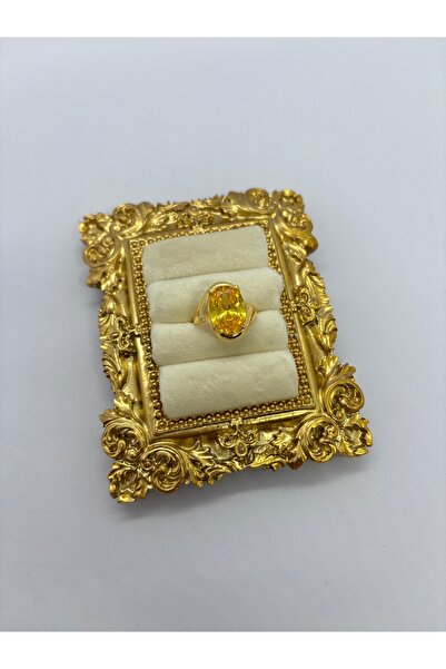 Home Vintage Işıltılı Büyük Taşlı Gold Yüzük Renk Seçenekli Nostaljik Tasarım...