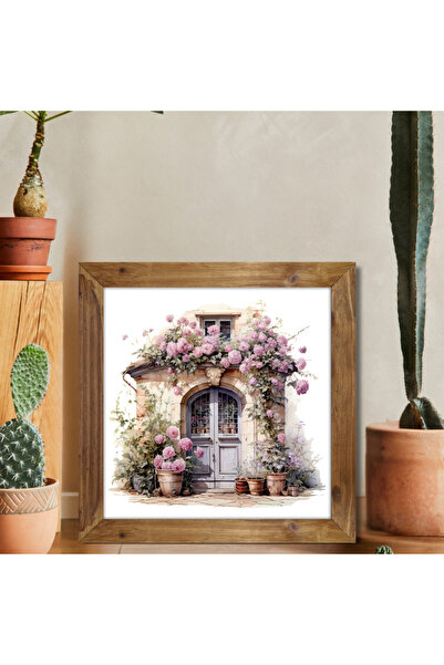 Tuba Decor Tablou pătrat cu ramă din lemn, uși colorate