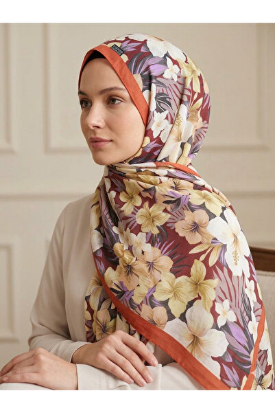 Nazellaa شال لينا بنمط الورد الياباني موديل كشمير