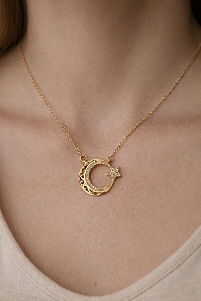 EMKSHOP Steel Crescent Star Elegance Necklace