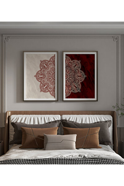 Meröka Sonsuz Harmoni Şık Modern Premium Mandala Tablo Seti 2'li Duvar Dekoru...