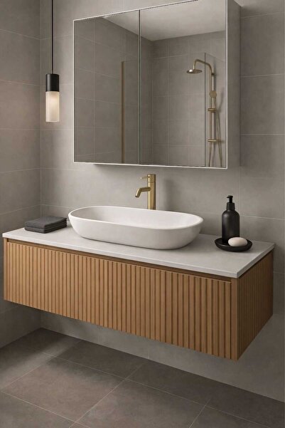 MODENZA %100 MDF Çok Amaçlı Aynalı Banyo Dolabı 70x70 cm Beyaz