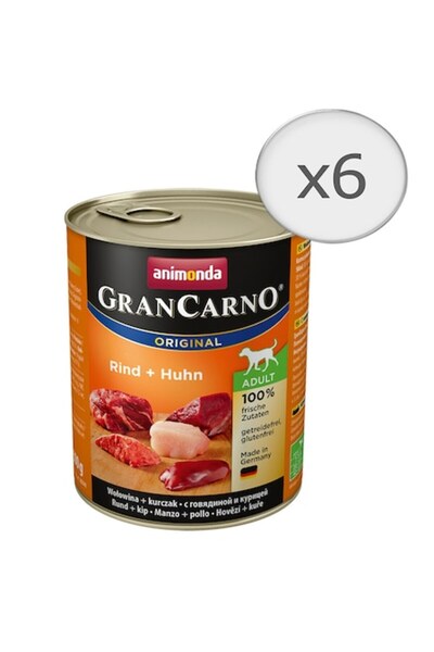 Animonda Hrană umedă pentru câini GranCarno Junior, vită și pui, 6 bucăți x 800g