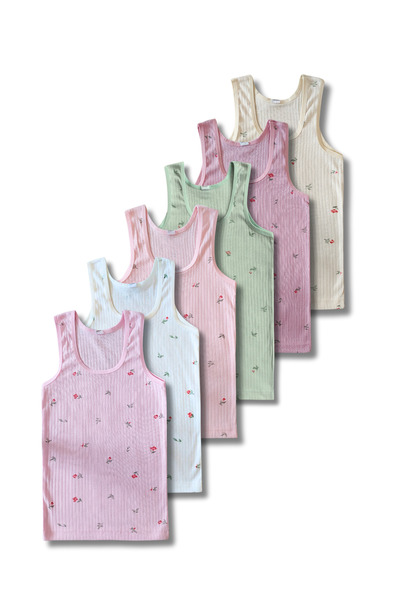 Panfilia 100% Cotton Girls' Thick Strap Undershirts Corded Fabric Pack / Unde...