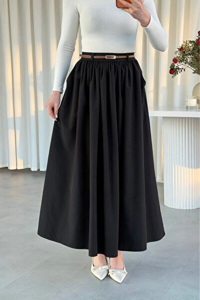 Enga Vera Fustă lungă pentru femei Slim K detaliu la curea Double C cu buzuna...