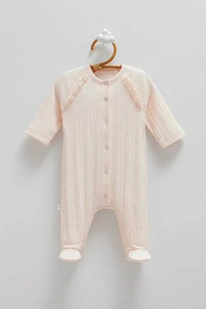 Caramell 100% Cotton Baby Girl Jumpsuit with Cotton Ruffle Detail Booties