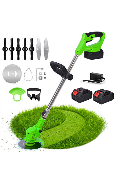 easyCTRL Electric Brushcutter, For Grass and Weed Cutting, 2 Batteries, 3 Typ...
