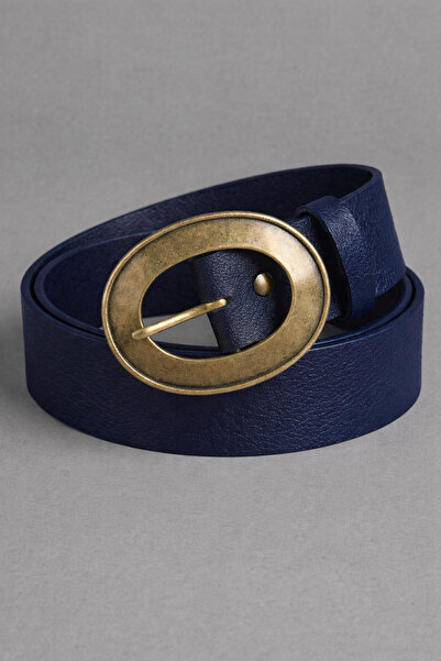 MODAM HİFA Antik Oval Buckled Navy Blue Women's Belt Trousers Belt I Dress Be...
