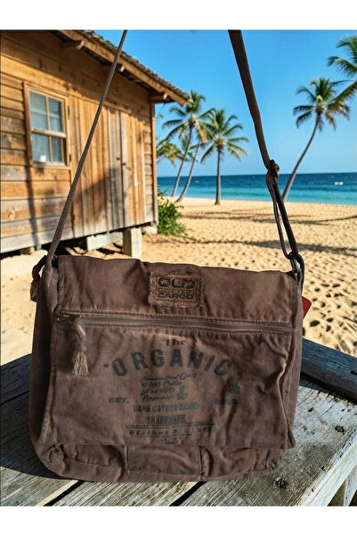 old cotton cargo OLD COTTON UNİSEX KAHVERENGİ VİNTAGE ESKİTME KUMAŞ OMUZ ASKI...