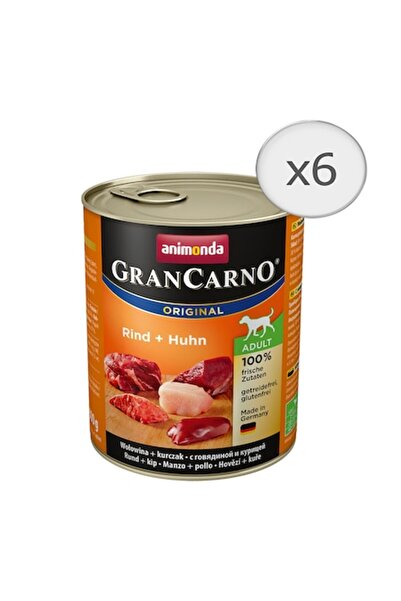 Animonda Hrană umedă pentru câini adulți GranCarno, vită și pui, 6 bucăți x 800g