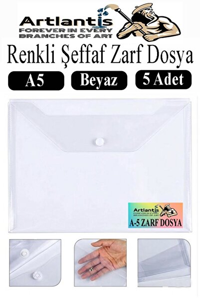 Artlantis Bela A5 kopča za dokumente, providna omotnica u boji, 5 komada, 17x...