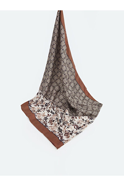 LC Waikiki Καφέ γυναικείο σάλι με γεωμετρικά και φλοράλ σχέδια