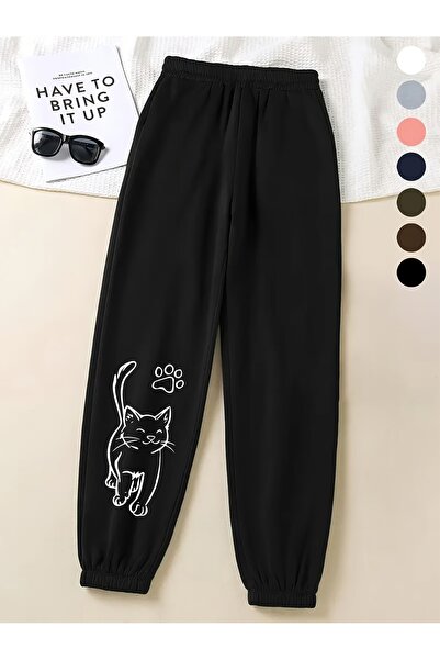 GALASHOP Cute Cat Re Glittery Women's Casual Lace-Up Sweatpants
