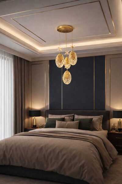 AURA LIGHTING Gold 4'Lü Hilal Sarkıt 3 Renk LED Modern Salon/Antre/Yatak/Oda ...