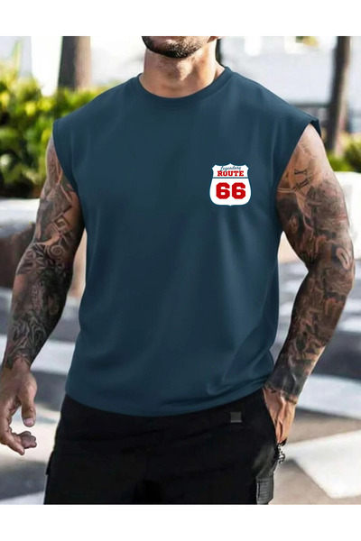 SUNFREE Route 66 Printed Basketball Clothing Sportswear Zero Sleeve Oversized...
