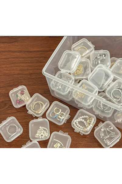 Empressco Mini şeffaf takı saklama kutusu 3,5cm x 3,5cm, 5'li set