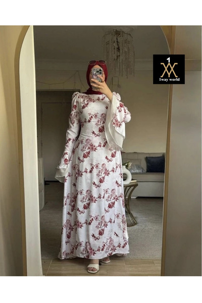 1way Royal Printed dress with a corset back