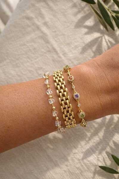 Mope Accessories Stainless Steel 3-Piece Combination Bracelet Set with Stone ...