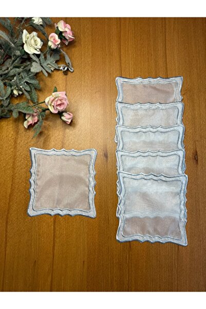 Smiling Home 6 bucăți de șervețele de cocktail din organza, tul perechi, cu b...