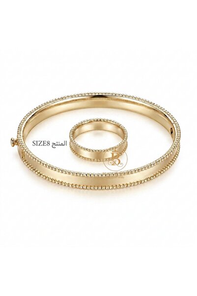 Black Season طقم اسوارة يد دائرية فري سايز + خاتم مقاس 8