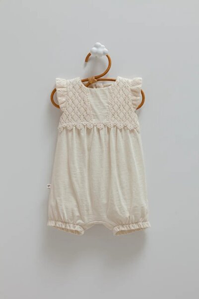 Caramell Baby Girl Romper Lace Detailed 70% Cotton 30% Linen