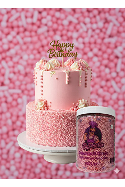 By Paster ByPaster Pembe İnci Pasta Süsleme Şekeri 1000 gr - Yenilebilir Deko...