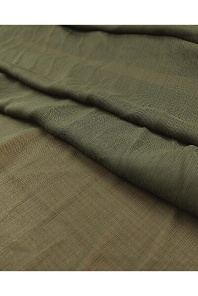 Kumaş Parça قماش شيفون مجعد باللون الكاكي مقاس 140×330 سم