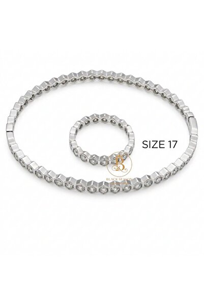 Black Season One-piece round bracelet set (free size) + ring (size 17)