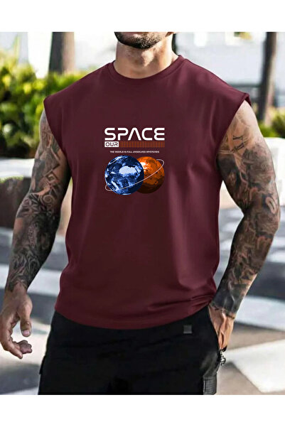 SUNFREE Space Printed Sleeveless Men's Zero Sleeve Clothing Fitness Clothing ...