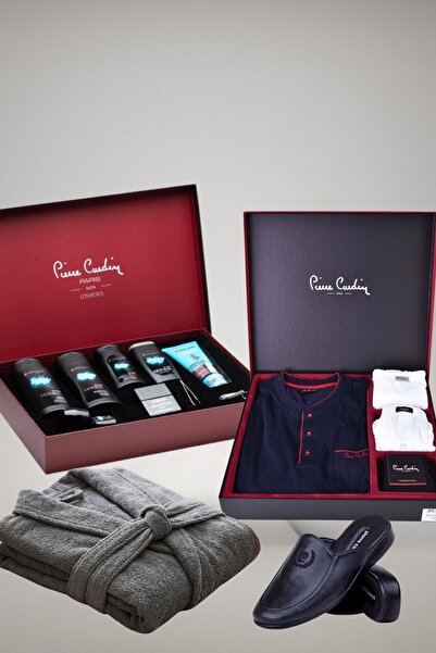 Pierre Cardin Bornoz Pijama Takımı Damat Set Boxer Atlet Pijama Takımı Damat ...