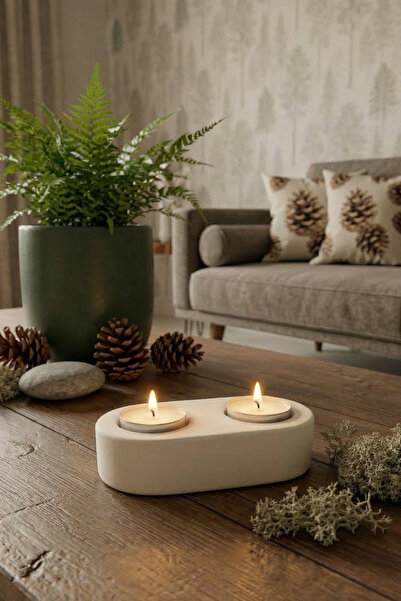 Merely Sare Aura Priz Modern & Minimalist 2 Bölmeli Dekoratif Tealight Mumluk...