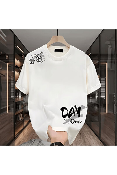one button Bay Day One cu imprimeu Premium supradimensionat tricou