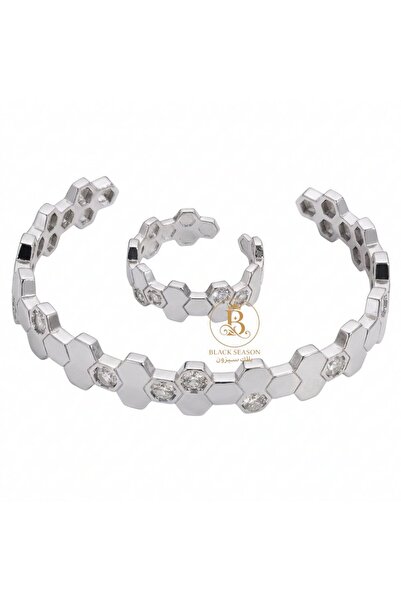 Black Season Round bracelet set + free size ring