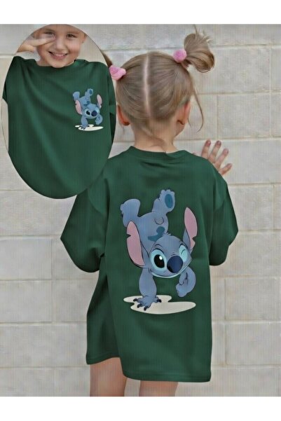 New Shine Stitch Printed Kids Green T-Shirt
