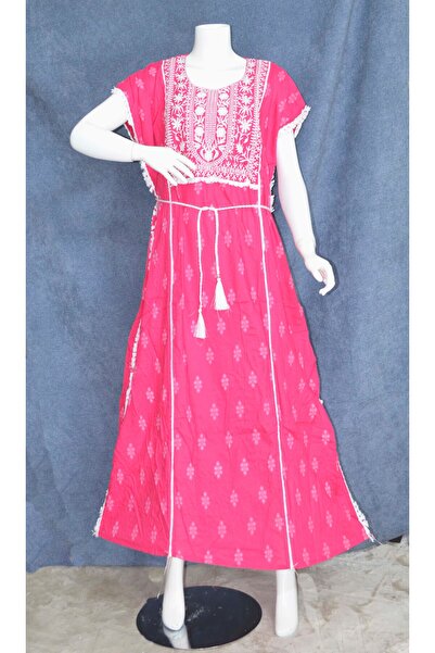 Zainah Embroidered 100% Viscose Jalabiya - Breathable Summer Kaftan Dress for...