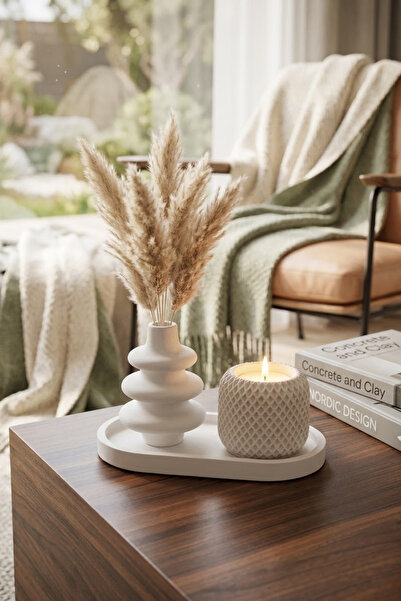 Merely Sare Lumina Modern 3'lü Dekoratif Obje Seti - El Yapımı İskandinav Tar...