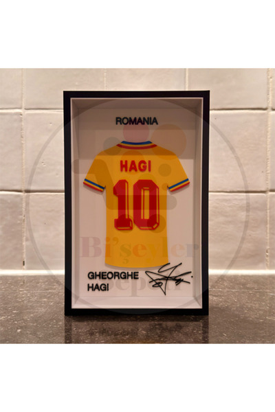 Bi'şeyler Sepeti Gheorghe Hagi - Romania - Forma İmzalı Çerçeve Hediyelik 14x...